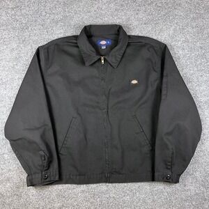 VTG Dickies Eisenhower Jacket Mens XL Black Full Zip Unlined Canvas Detroit